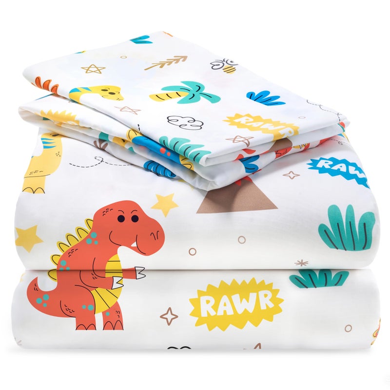 Joiedomi Kids Twin Sheet Set Dinosaur - 3 Piece Soft Microfiber Bed Sheets - Deep Pocket Wrinkle Free  Cozy Toddler Bedding Set  Fade Resistant Breathable for Boys Girls Teens - Image 1